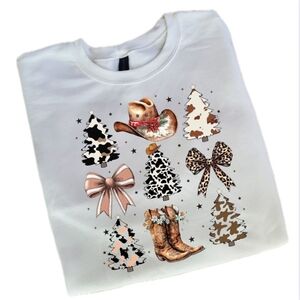 Western Festive Bow Sublimation Sweatshirt